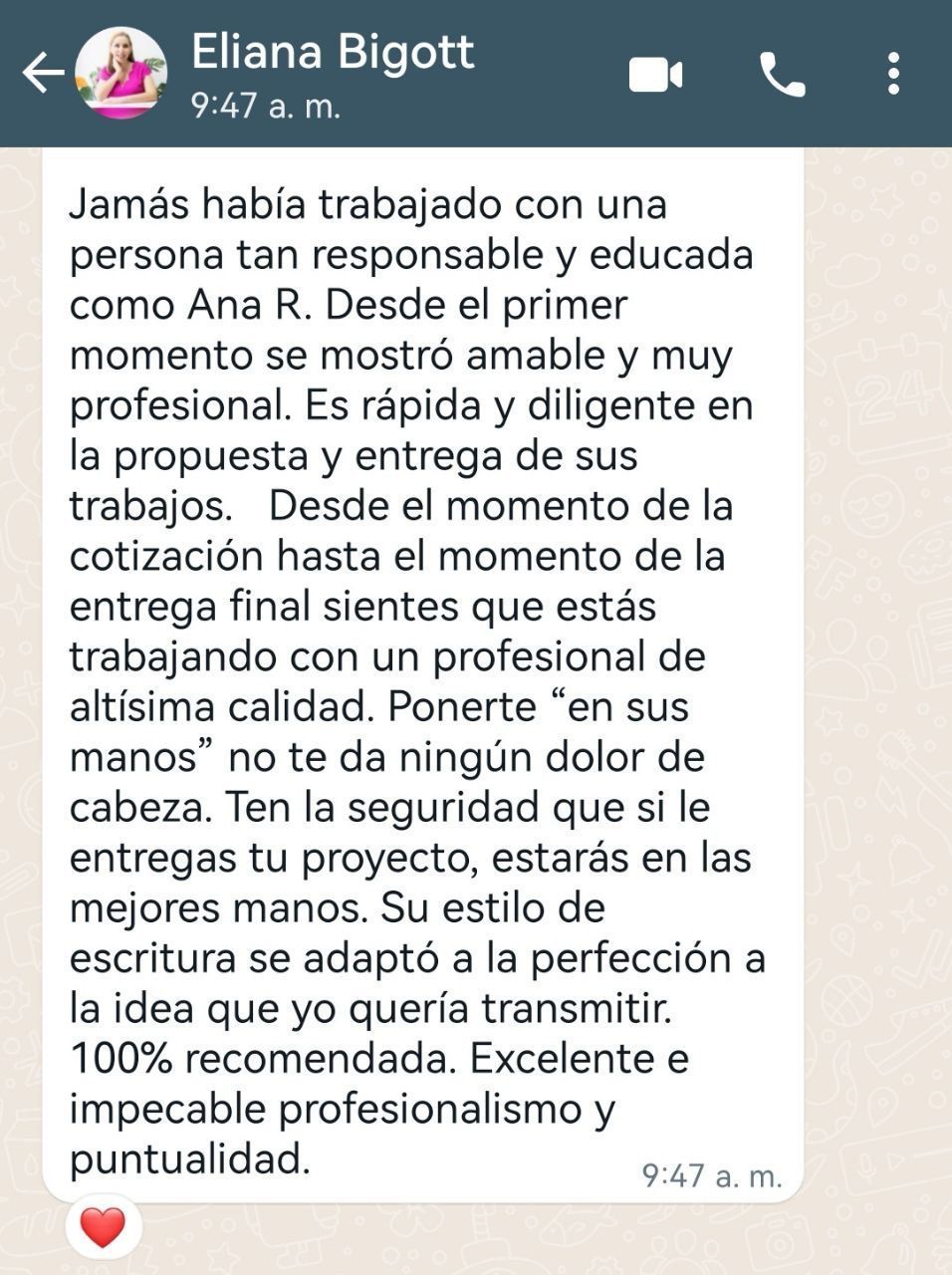 Testimonio Eliana Bigott