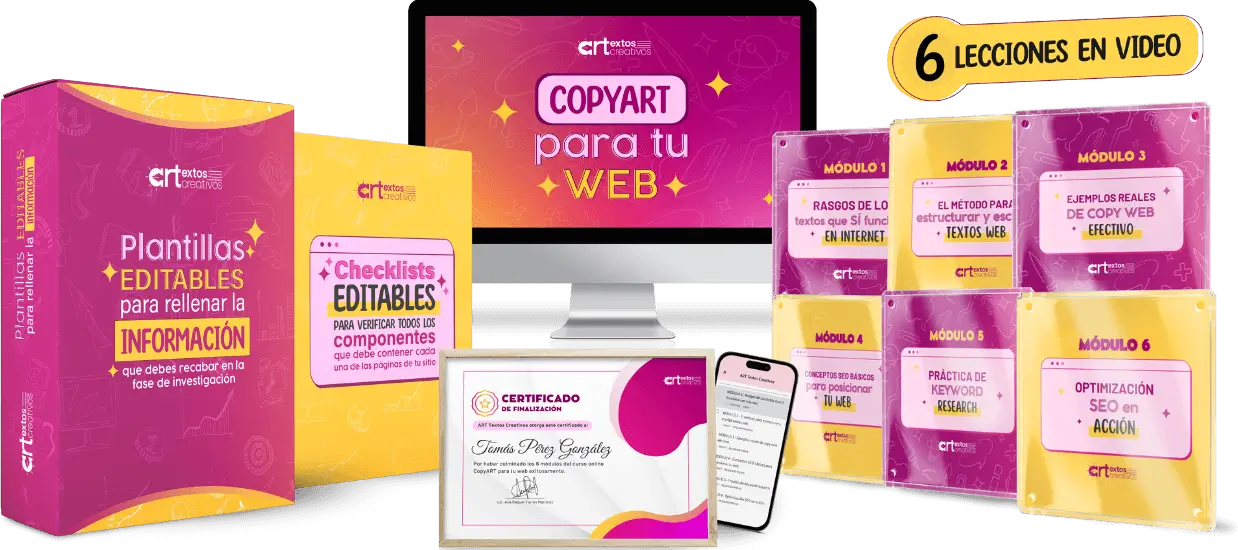 Mokup curso online CopyART para tu web sin bonus
